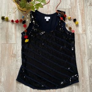 LOFT Sequin Top Navy M 🎉